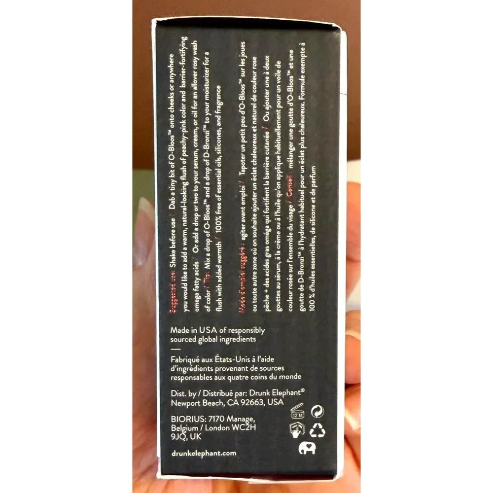 Drunk Elephant O-Bloos Rosi Drops Fortify and Blush Full Size 1 fl oz PH 5.5